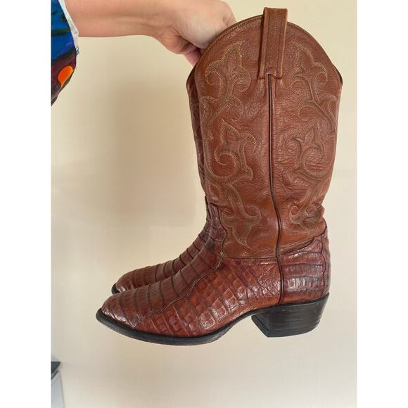 Tony Lama brown vintage caiman alligator boots size 8.5 D - Picture 2 of 8